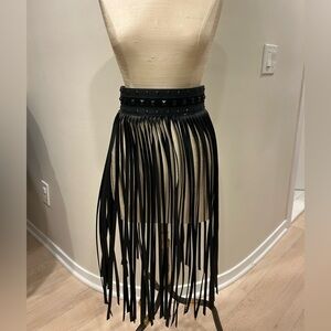 BCBGMaxAzria Black Fringe Skirt Belt